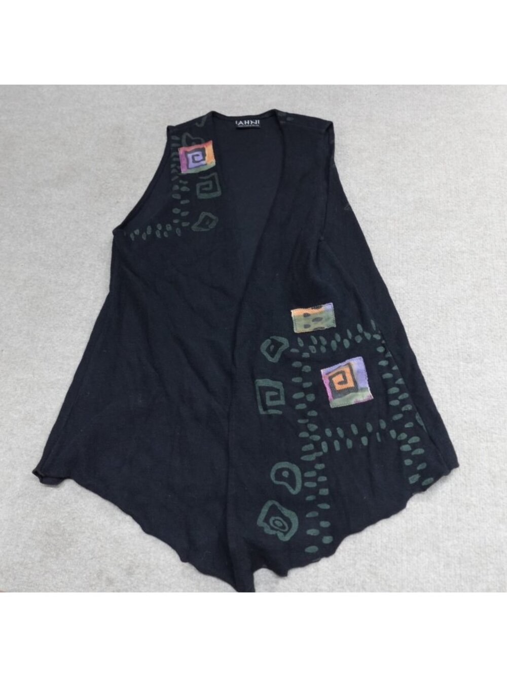 Ahni Womens Sweater 1 Black  Open Front Cardigan Knit Art to Wear